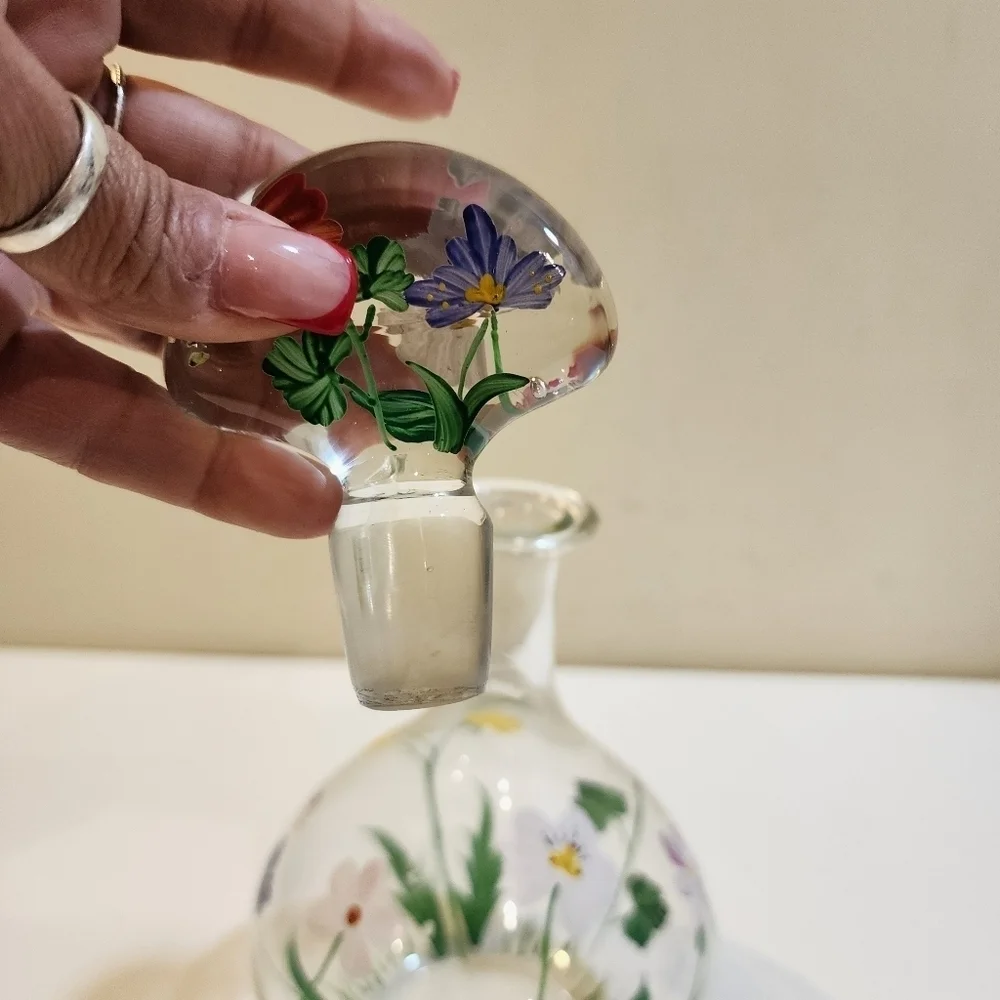 Royal Danube Crystal Floral Handpainted Decanter and Stopper